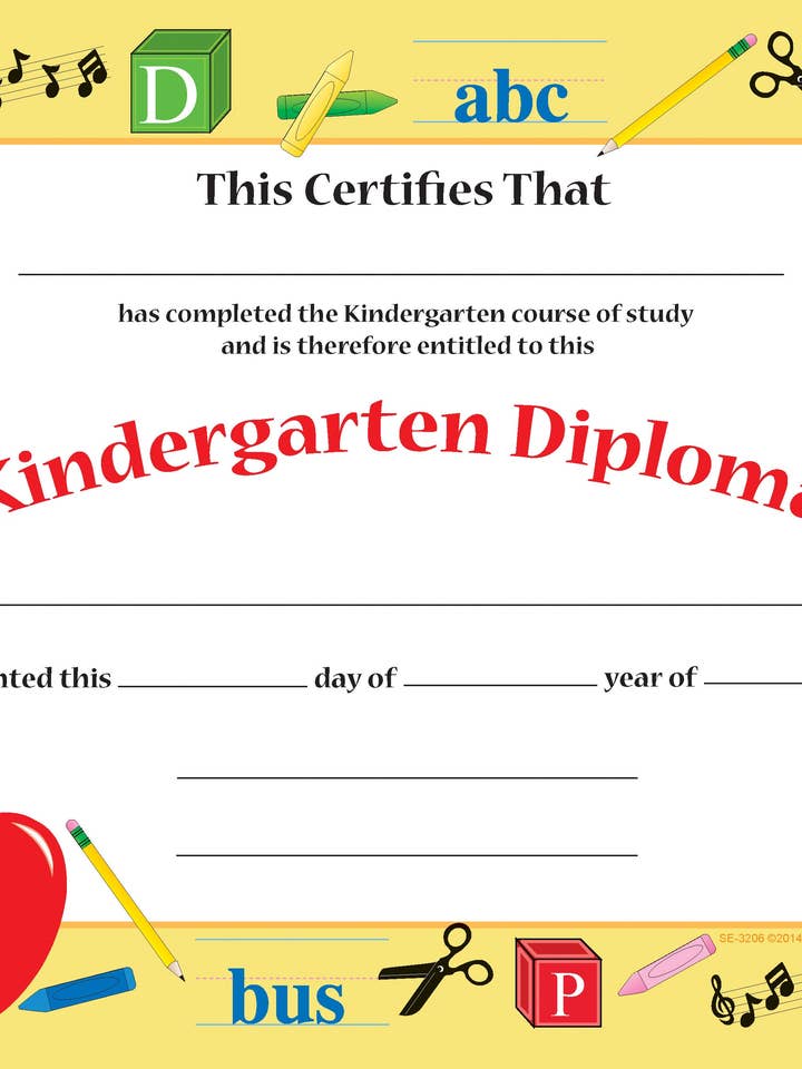 Recognition Certificate - Kindergarten Diploma for wholesale by Creative Shapes Etc.