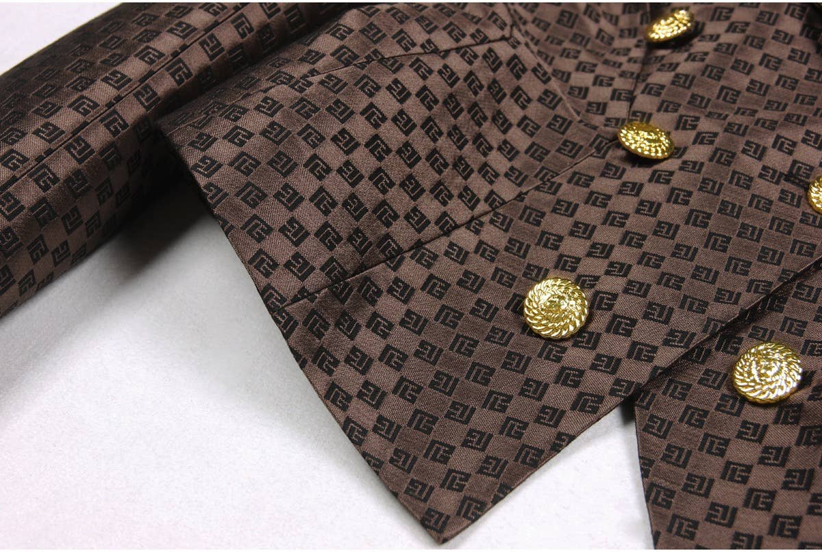 Marron Blazer brodé jacquard femme BL080 en vente sur Faire16