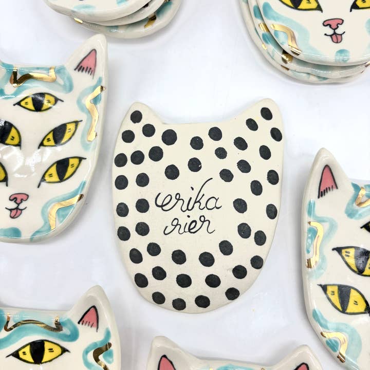 Erika Rier - Wholesale Jewelry Dish - Little Five Eyed Cat Dishes with 22k Gold Luster9