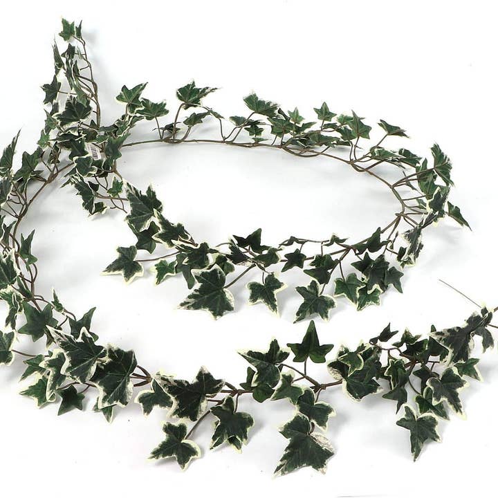 Larksilk – wholesale Bunting/garland – Hanging Green White Ivy Garland- 6' Faux2