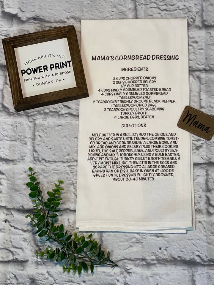 Mama's Cornbread Dressing - Kitchen Towel for wholesale by Think Ability Inc. - Power Print