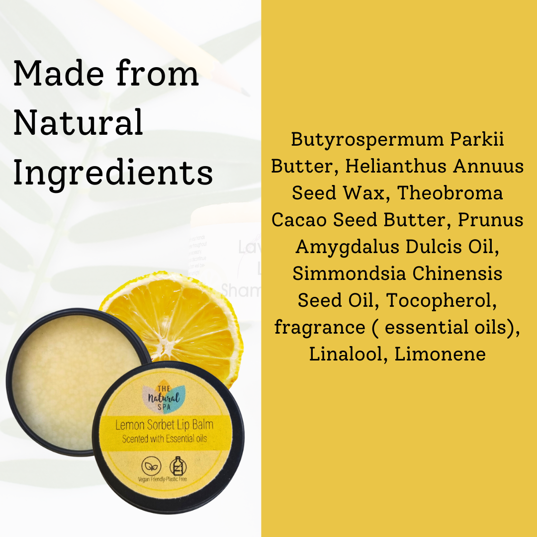 The Natural Spa Cosmetics - Wholesale Lip Balm - Lemon Sorbet All Natural Lip Balm - Vegan Stocking Filler2