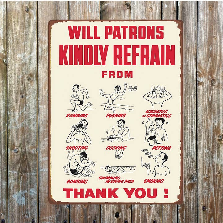 Swimming Pool Rules Kindly Refrain From Metal Sign Plaque for wholesale by The British Metal Signs Company