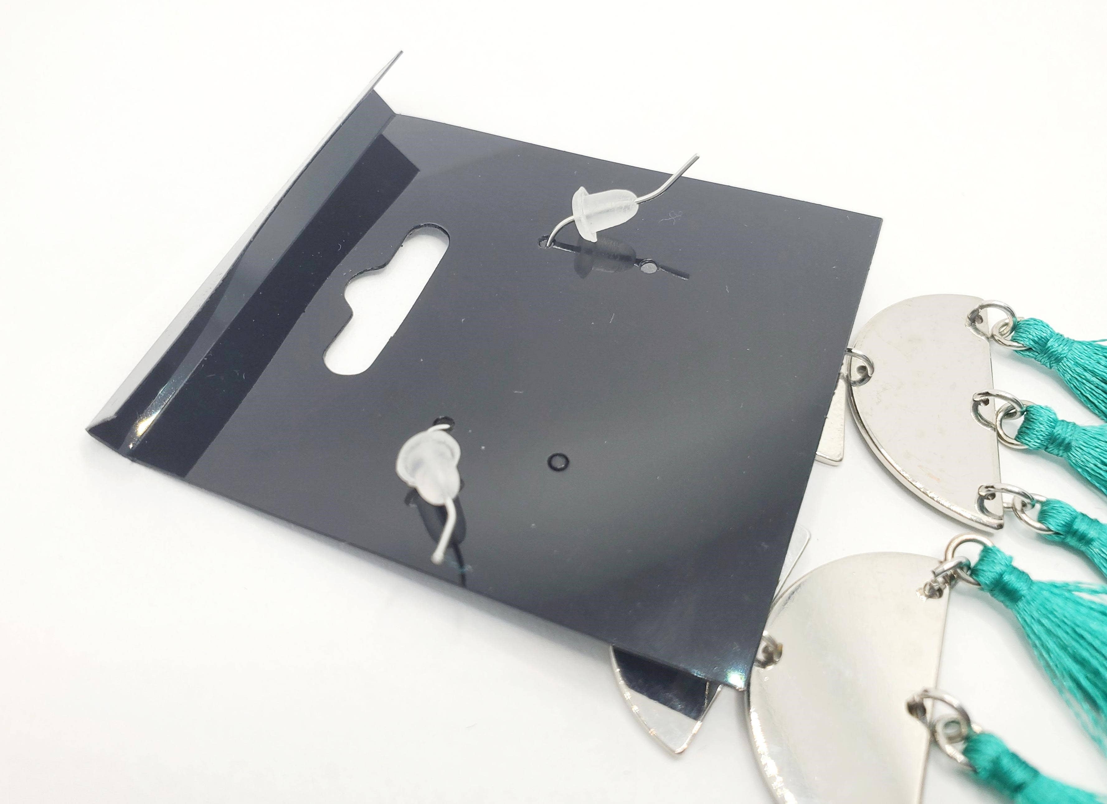 Tots And Tumblers Art – Engroshandel Hængeøreringe og creoløreringe – Sølv turkis kvast dingle øreringe4