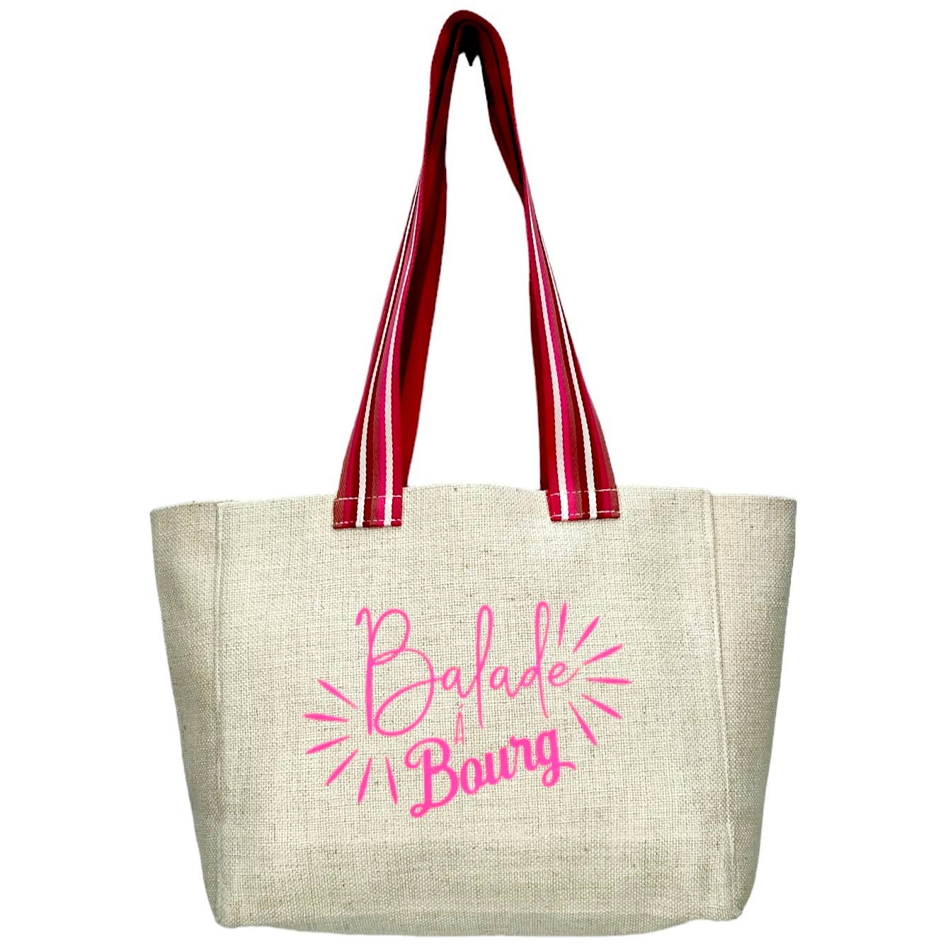 Emmanuel Création - Wholesale Tote Bag - Women's - Balade bag M, “Balade à Bourg” ecru pink strap0