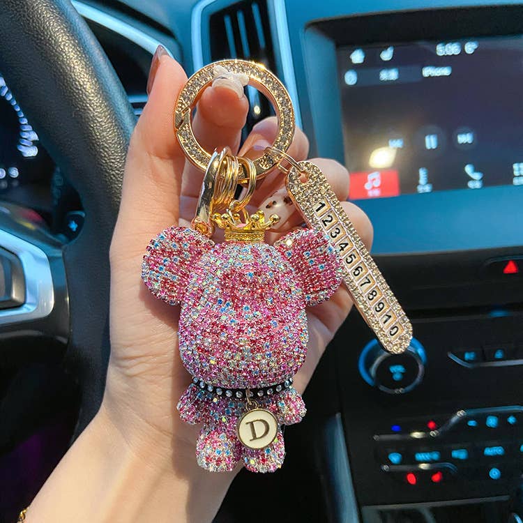 PEACH ACCESSORIES – wholesale Keychain – Women's – Crystal Rhinestone Teddy Bear Key Charm 602670