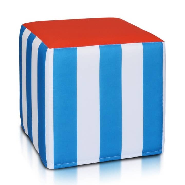 Pufmania – wholesale Sittpuff – Marinmönstrad Styv Kubpuff4