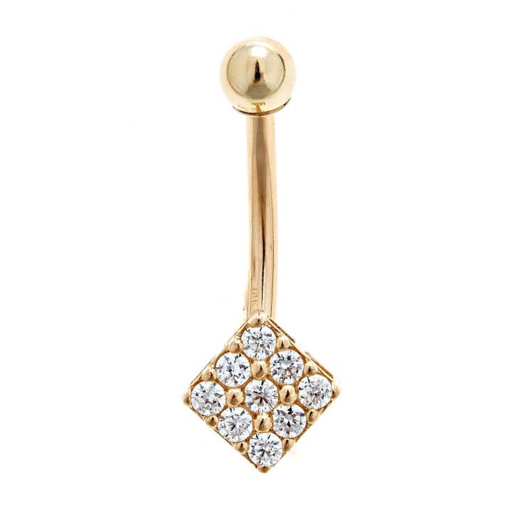 Zahav Jewelry - Wholesale Belly Ring - 14kt Solid Gold | Diamond Shape Belly Ring I Naval Ring | Belly Button Rings | B