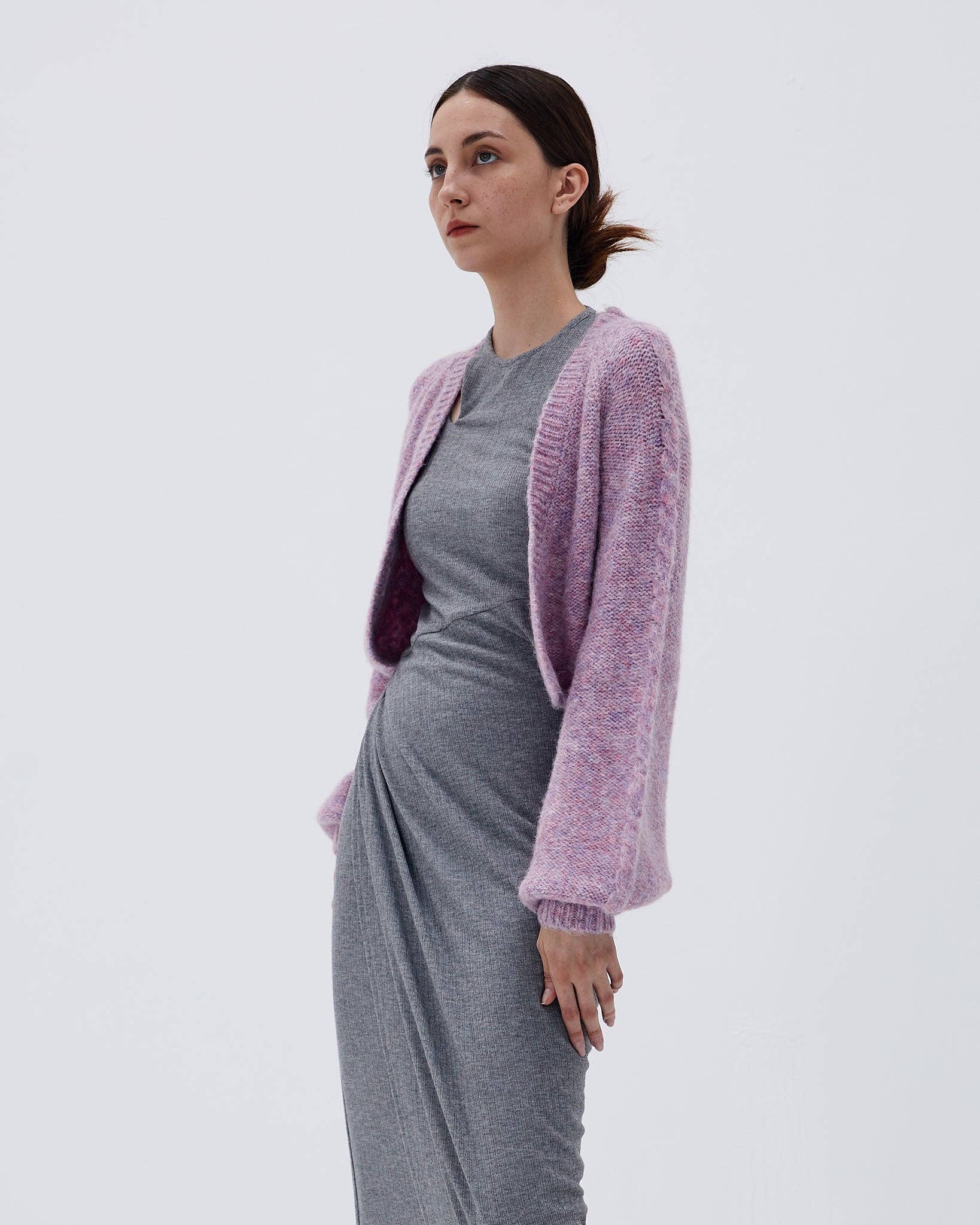 SUNDAY LIFE - Wholesale Cardigan - Women's - Mathilde-Lavender-colored knit short cardigan5