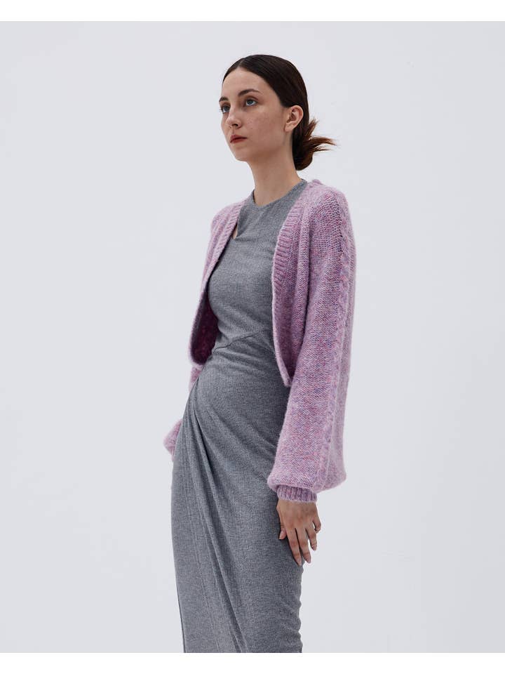 SUNDAY LIFE - Wholesale Cardigan - Women's - Mathilde-Lavender-colored knit short cardigan5