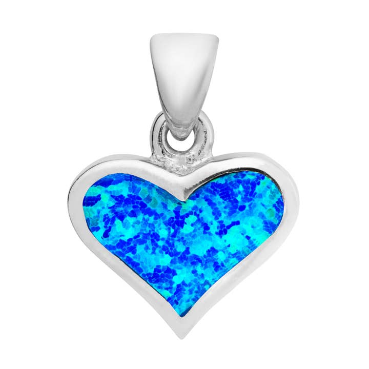 Lovely Blue Opal Heart Pendant (USA-DDP) for wholesale by Silver Jewellery Cavern Wholesale