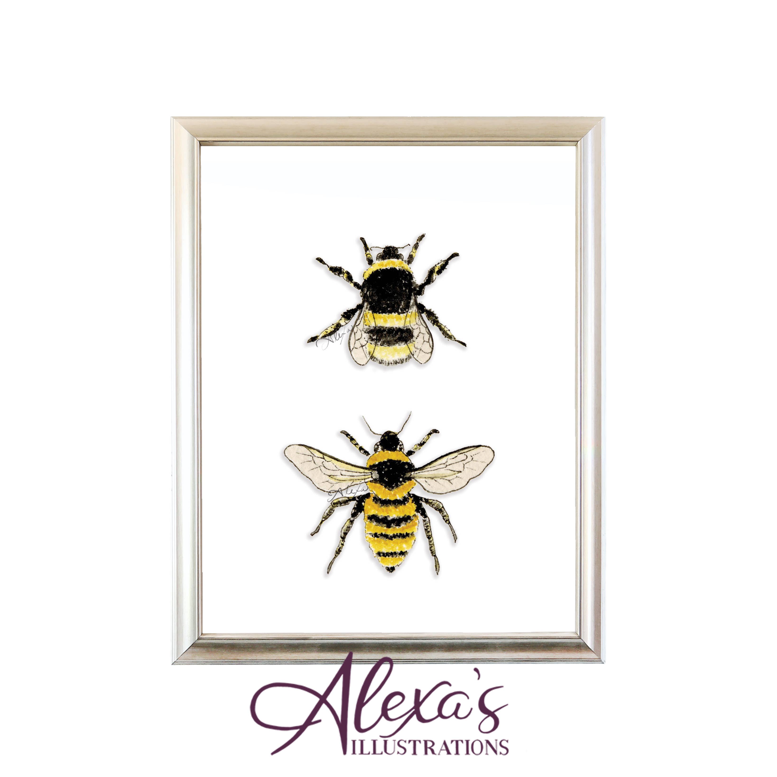 Alexa's Illustrations - Wholesale Art Print - Bees Print1