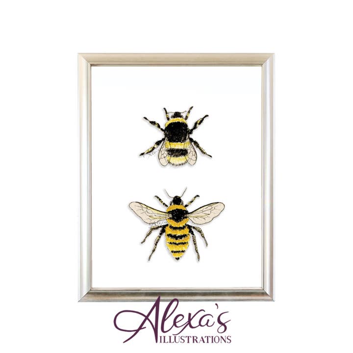 Alexa's Illustrations - Wholesale Art Print - Bees Print1