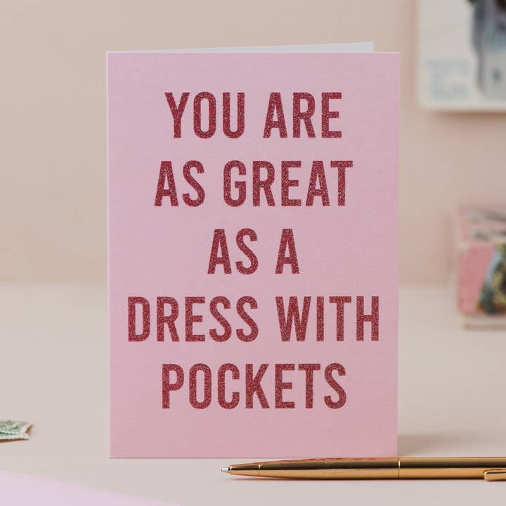 'Great as a Dress with Pockets' Card Biodegradable Glitter for wholesale by Oh Squirrel