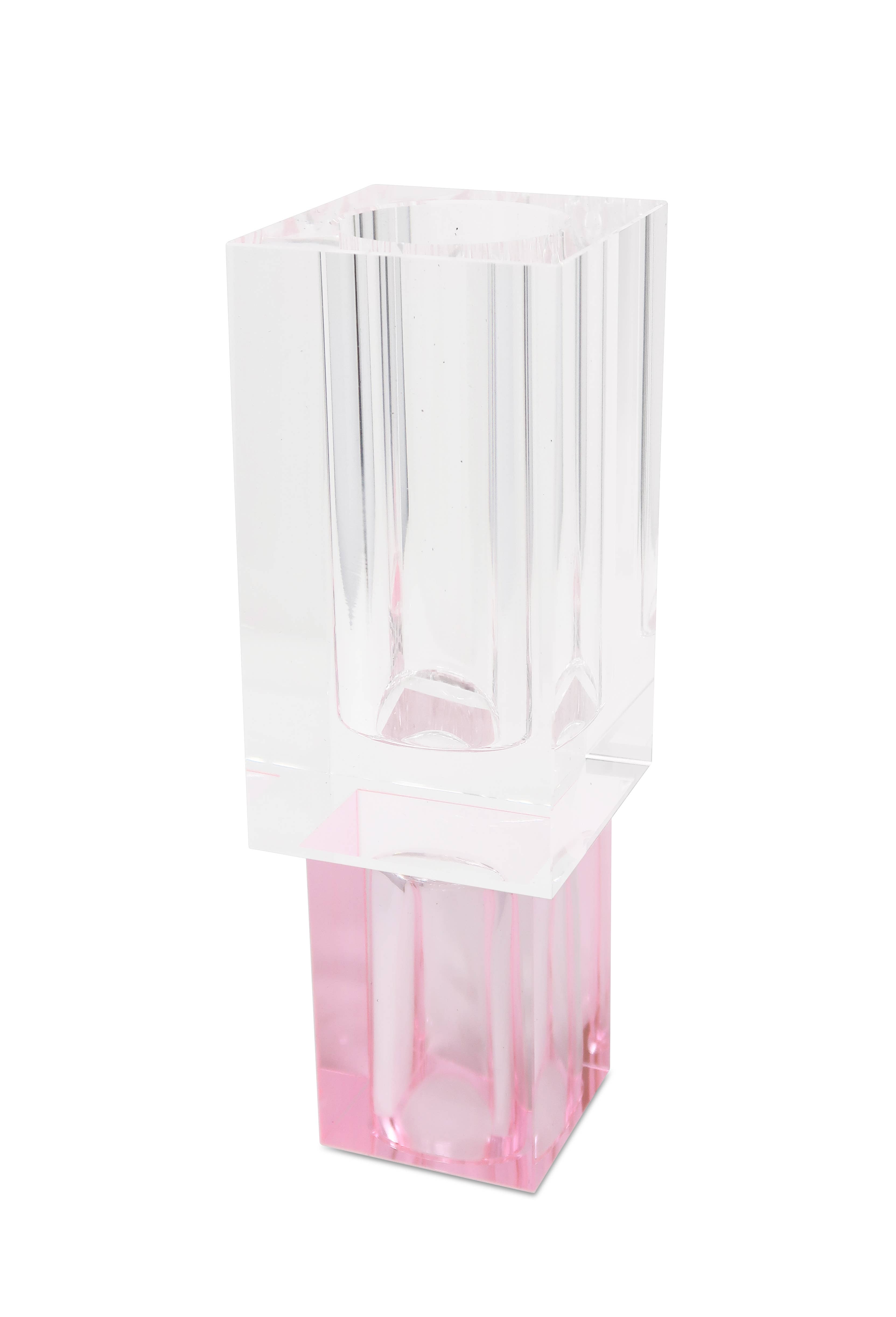 VIVIENCE – wholesale Vase – Crystal Square Vase with Colored Base13