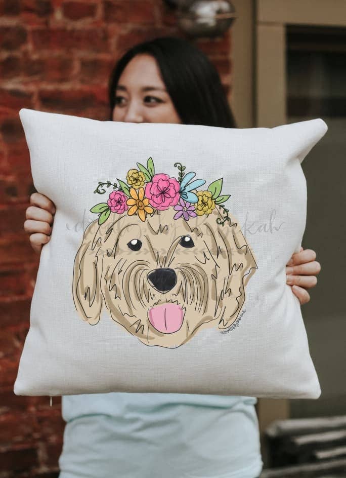 Doodles By Rebekah - Wholesale Throw/Decorative Pillow - Golden Doodle Square Pillow6
