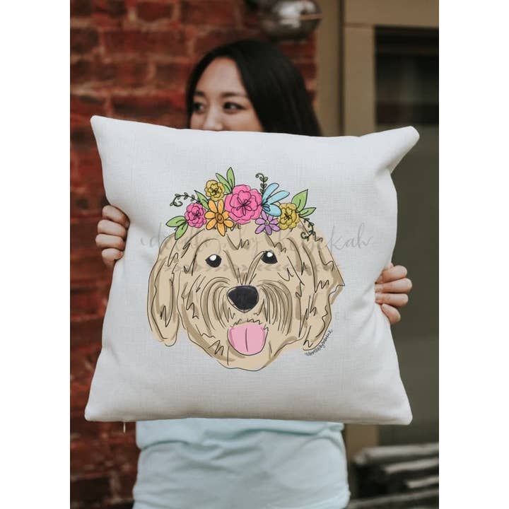 Doodles By Rebekah - Wholesale Throw/Decorative Pillow - Golden Doodle Square Pillow6