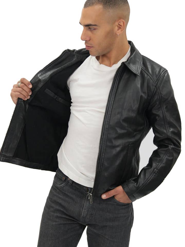 Infinity Leather (Upperclass Fashions Ltd) - Wholesale Leather Jacket - Men's - Mens Smart Classic Harrington Leather Jacket-New York