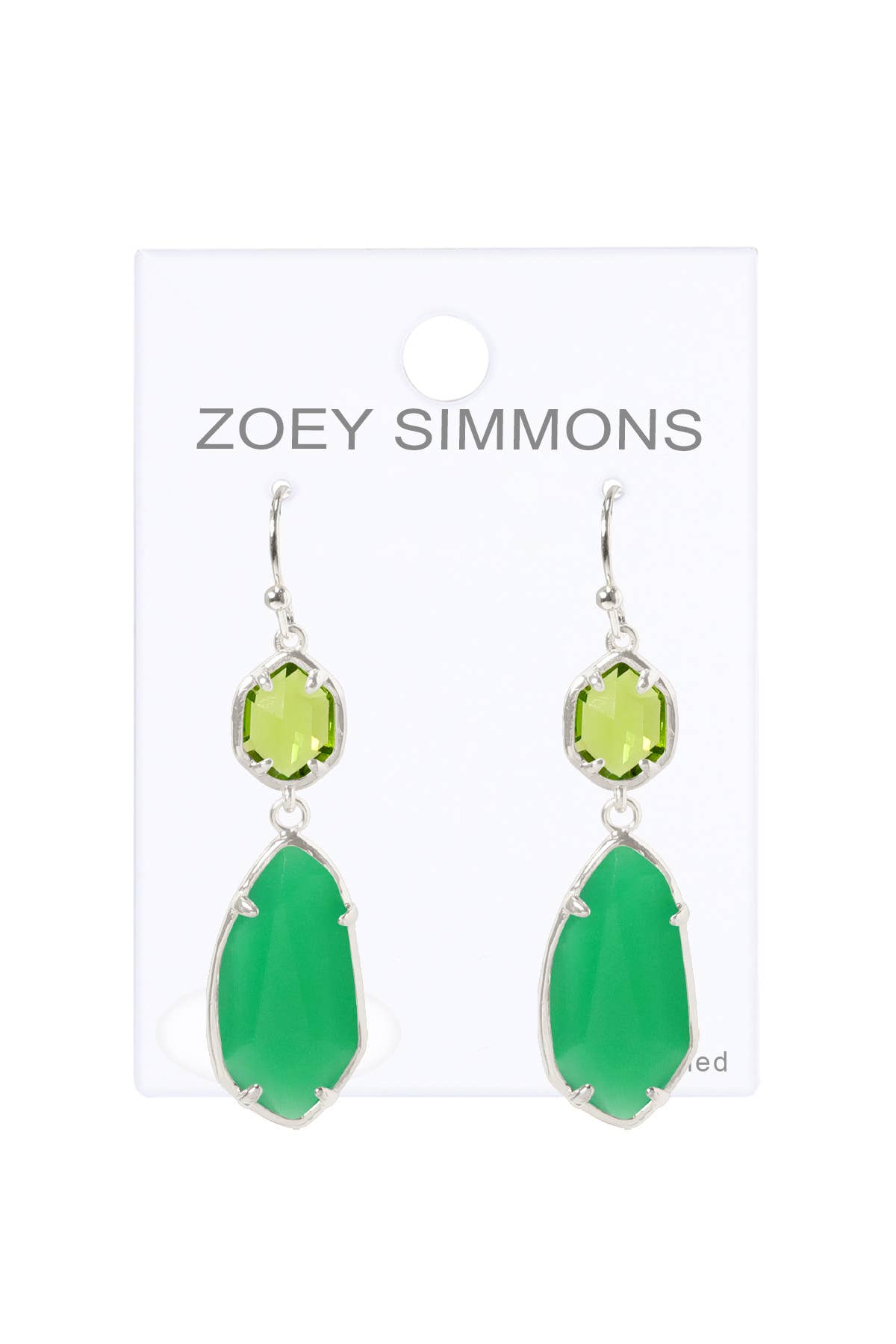 Zoey Simmons - Vente Boucles d'oreilles pendantes - Boucles d'oreilles pendantes en cristal de calcédoine verte - SF1