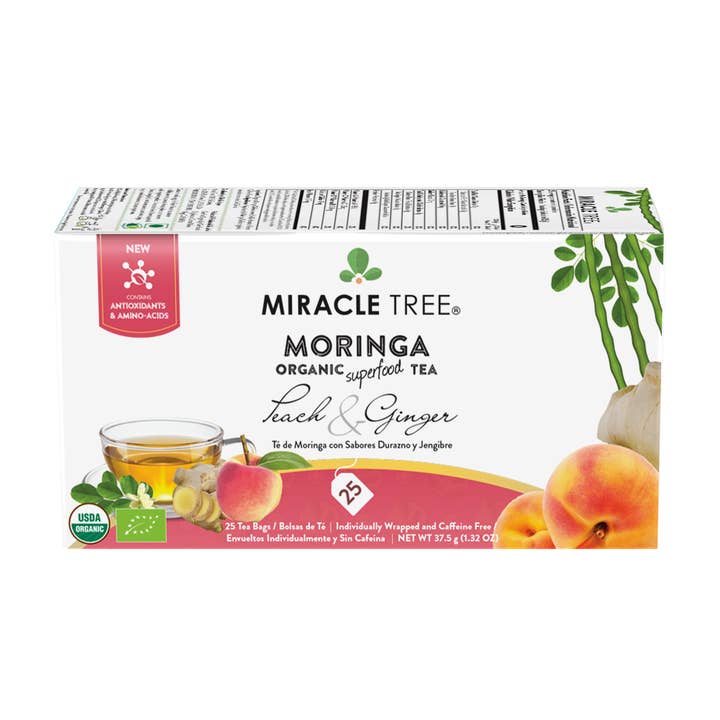 Miracle Tree - Wholesale Health/Detox Tea - Organic Moringa Tea: Peach & Ginger