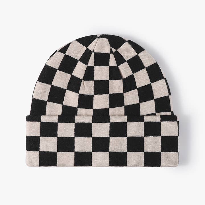 MKS America - Wholesale Beanie - Women's - Stylish Checkerboard Plaid Knit Hat5