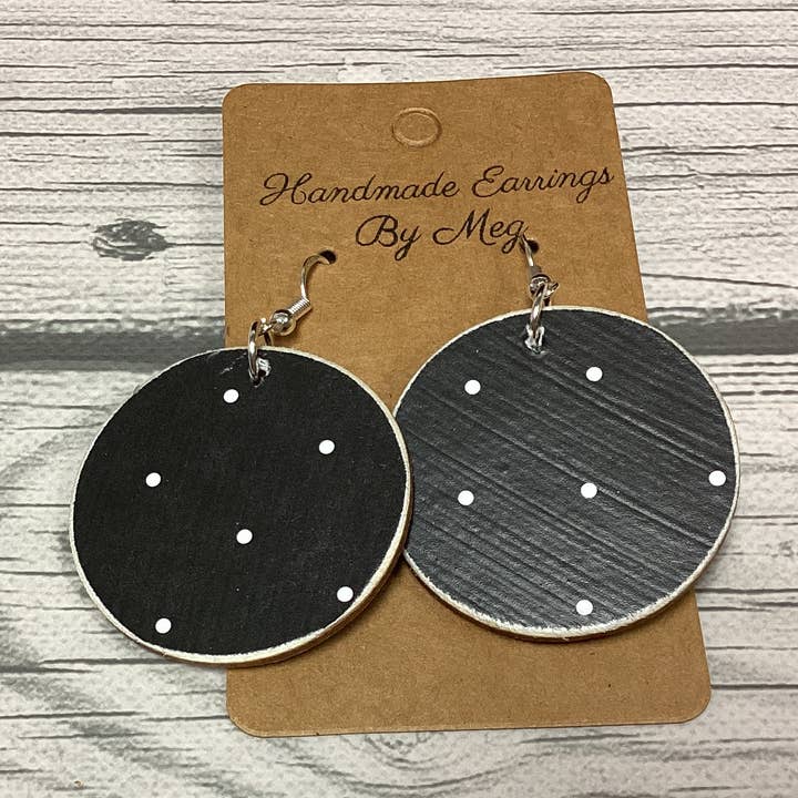 Black and White Polkadots 1.5 inch for wholesale by Handmade Earrings By Meg
