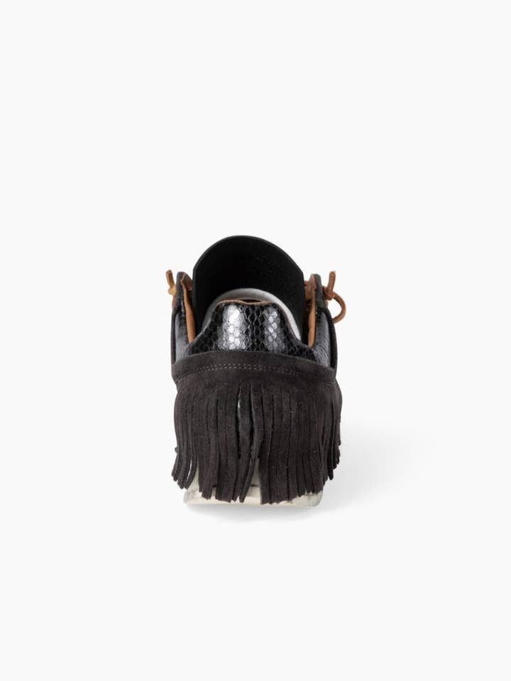 Esseutesse Suede Fringe Sneaker - Charcoal for wholesale on Faire