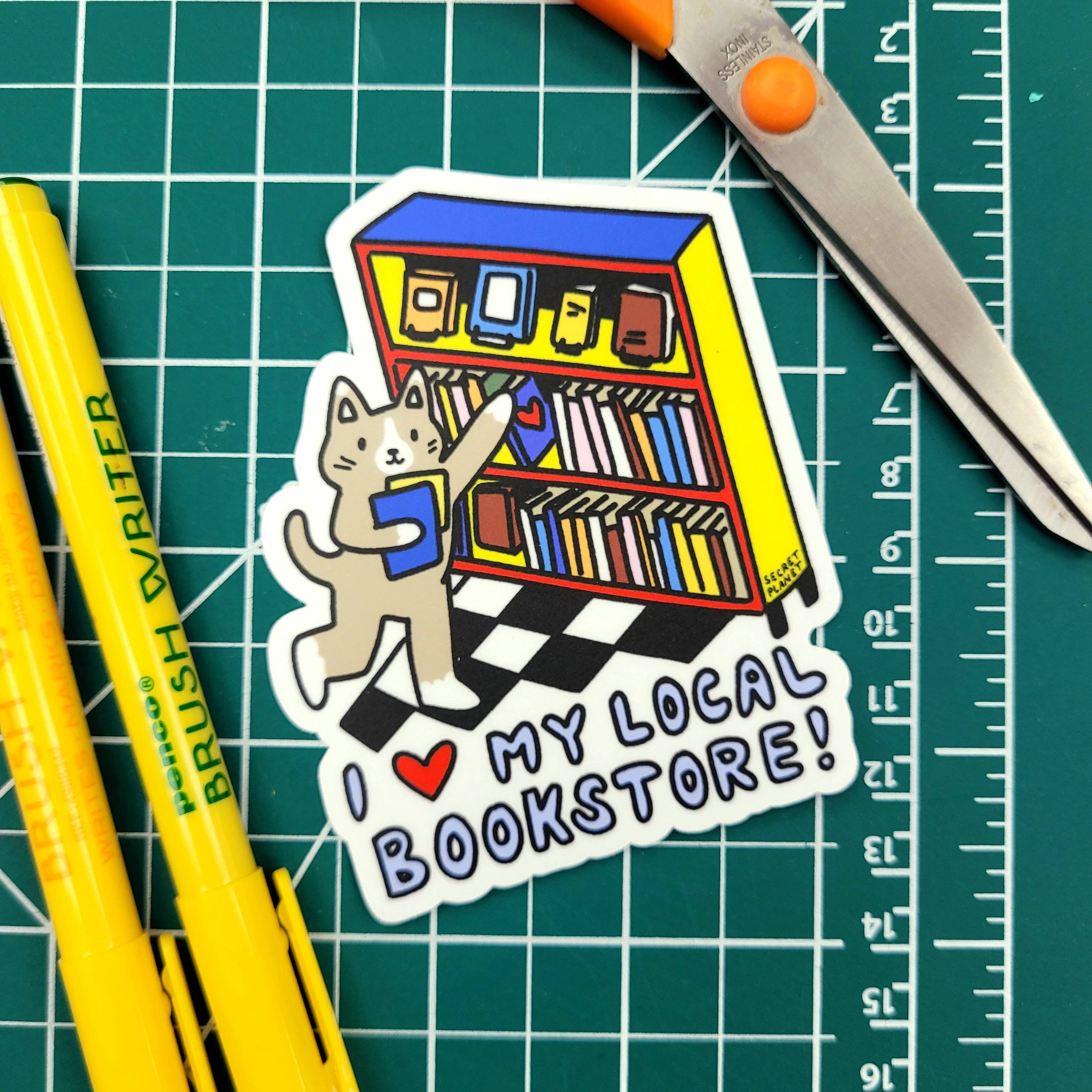 Secret Planet - Vente Autocollant - J'adore ma librairie locale ! Autocollant en vinyle1