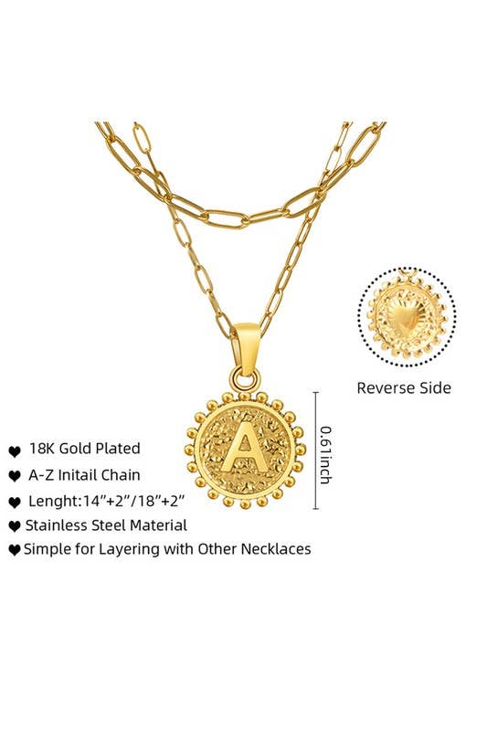 ACCITY - Wholesale Pendant/Charm Necklace - DOUBLE CHAIN INITIALS PENDANT NECKLACE_CWAJE10610