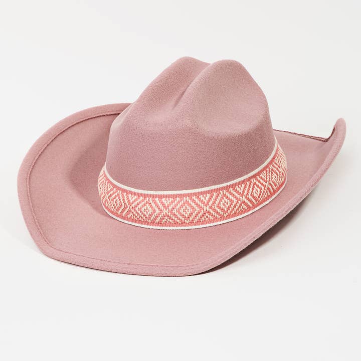 Collections by Fame Accessories – Engroshandel Cowboyhat - Dame – Cowboyhat med vestligt flettet mønsterrem6