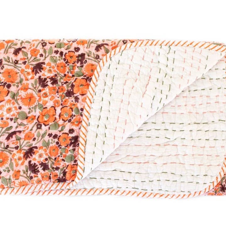 Artsy Home - Wholesale Quilt - Indian Hand Block Printed Cotton Kantha Quilt Cotton Blanket1