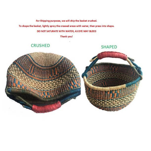 The African Home Goods - Wholesale Basket - Ghana Pot Basket Blue - diameter: 16"-18"; depth: 13"-15"7