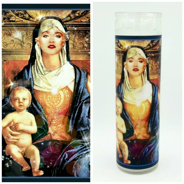 Madonna and Child Celebrity Prayer Candle for wholesale by Kitschup Creations