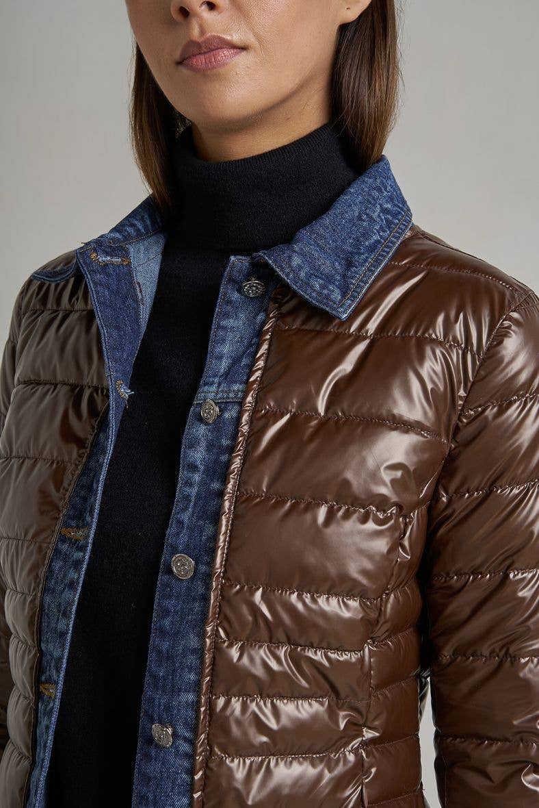 Attrait Paris - Wholesale Pufferjack - Dames - Kenza metalen jeansjack van twee materialen37