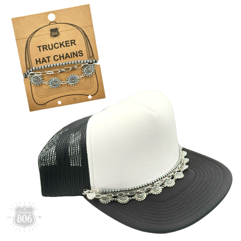 Pink Panache Brands - Wholesale Hat Accessory - Women's - Silver concho, burnished bead hat chain0