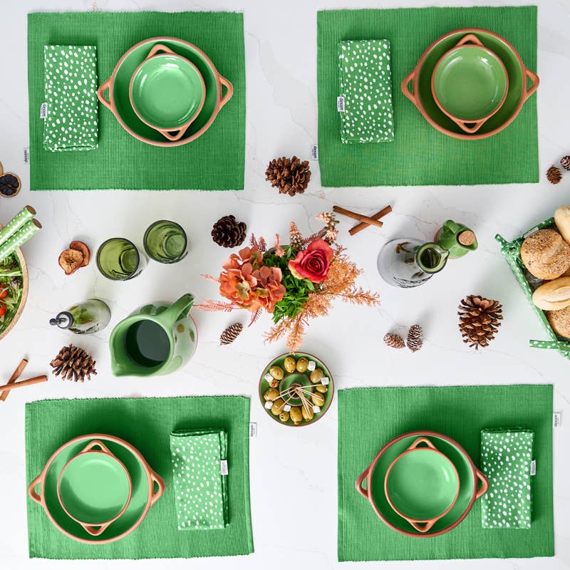 Dexam UK – wholesale Bread box – Sintra Recycled Cotton Spotted Bread Basket - Green2