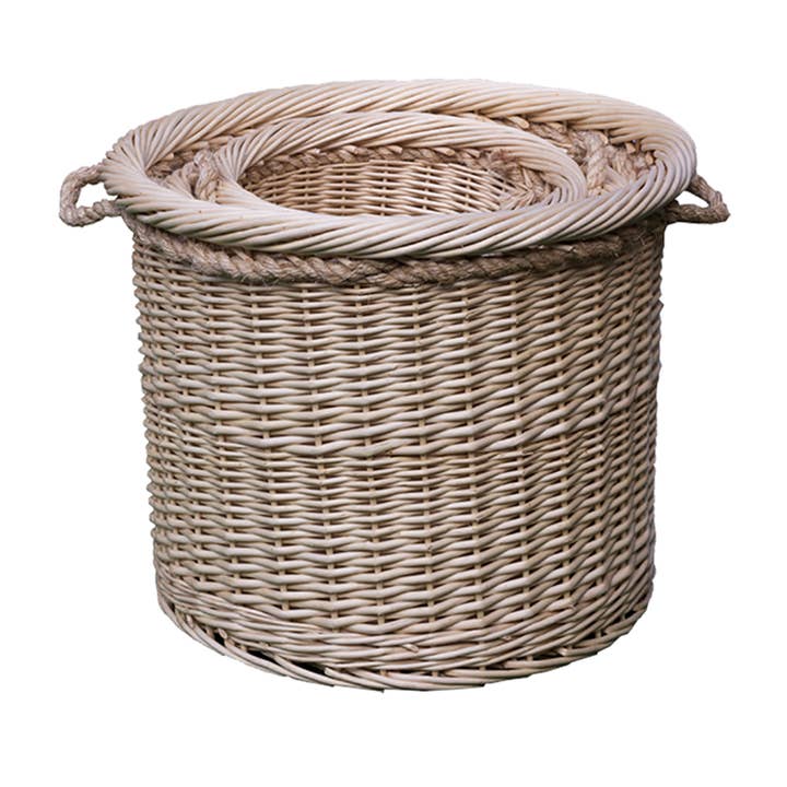 Set of 3 Deluxe Rope Handled Log basket for wholesale by Red Hamper