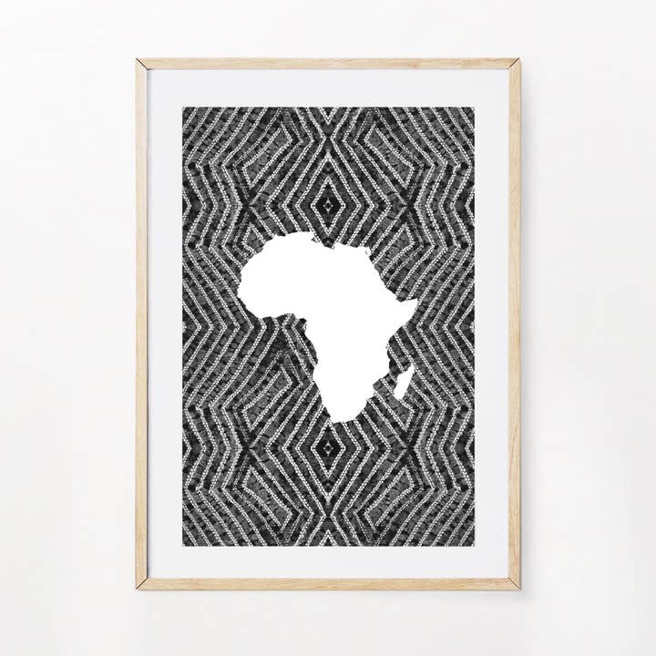 Black and White Map of Africa Art Poster Print, Modern African Art, African Wall Art Poster for wholesale by Alejo Mi