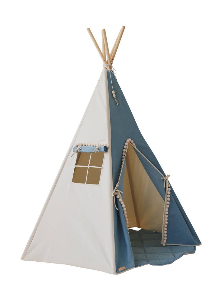 “Jeans” Teepee with Pompoms and Mat Set for wholesale by Moi Mili