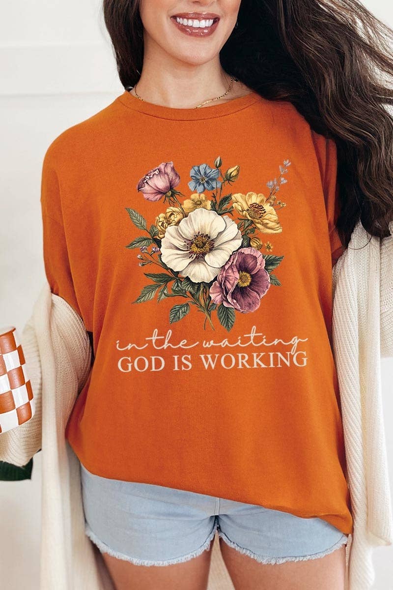 COLORBEAR - Wholesale T-Shirt (Graphic) - Unisex - God is Working Vintage Floral Heavy Cotton Tee7