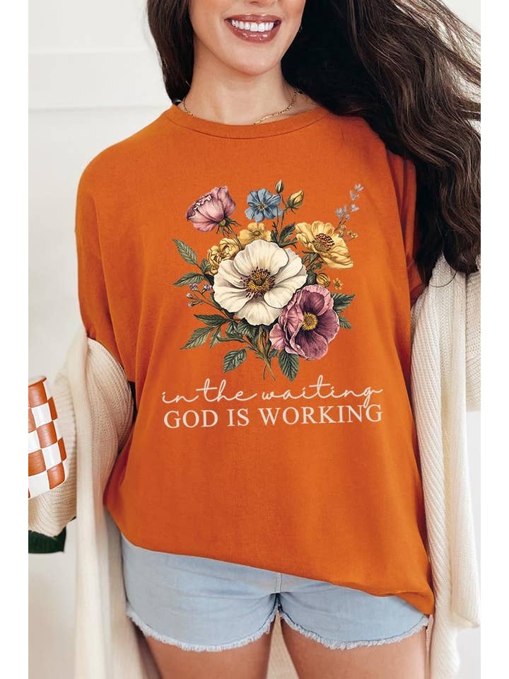 COLORBEAR - Wholesale T-shirt (graphic) – unisex - God is Working Vintage Floral Heavy Cotton Tee7