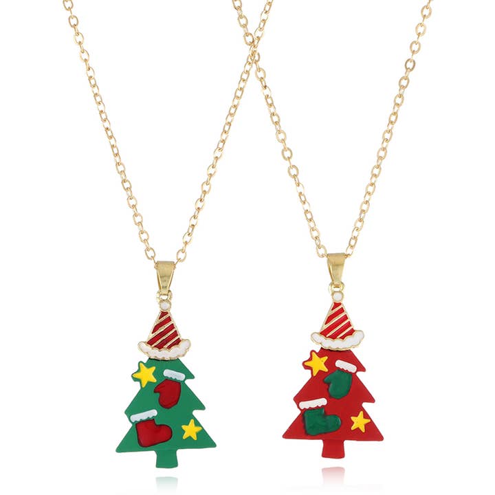 CHRISTMAS SNOWMAN CHRISTMAS TREE NECKLACE SET for wholesale by Lily Clothing
