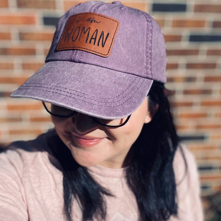 I Am Woman Cotton Unstructured Cap for wholesale by The Joyful Bee Co