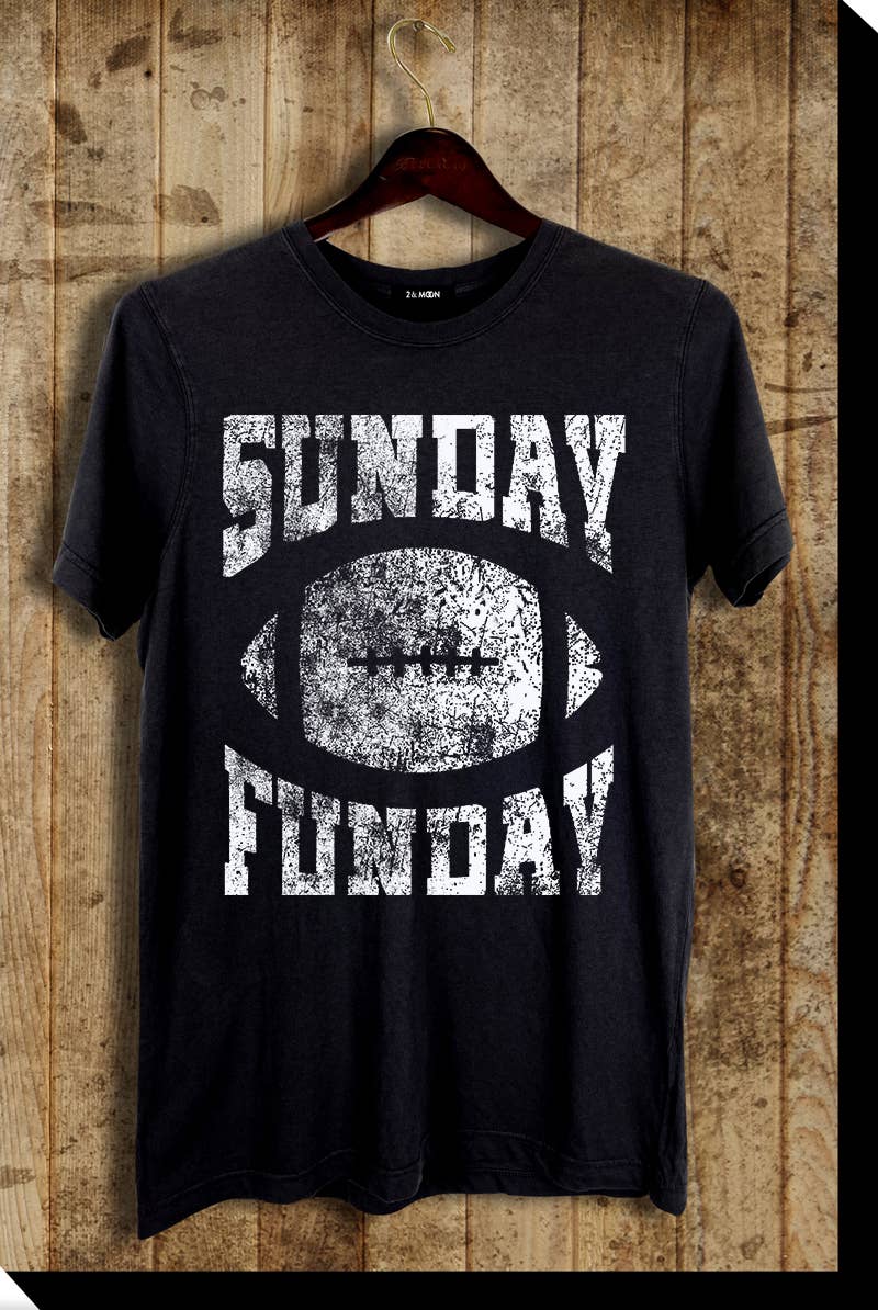 2&moon - Wholesale Screen Printed T-Shirt - Women's - Sunday Funday Football Graphic Tee.0