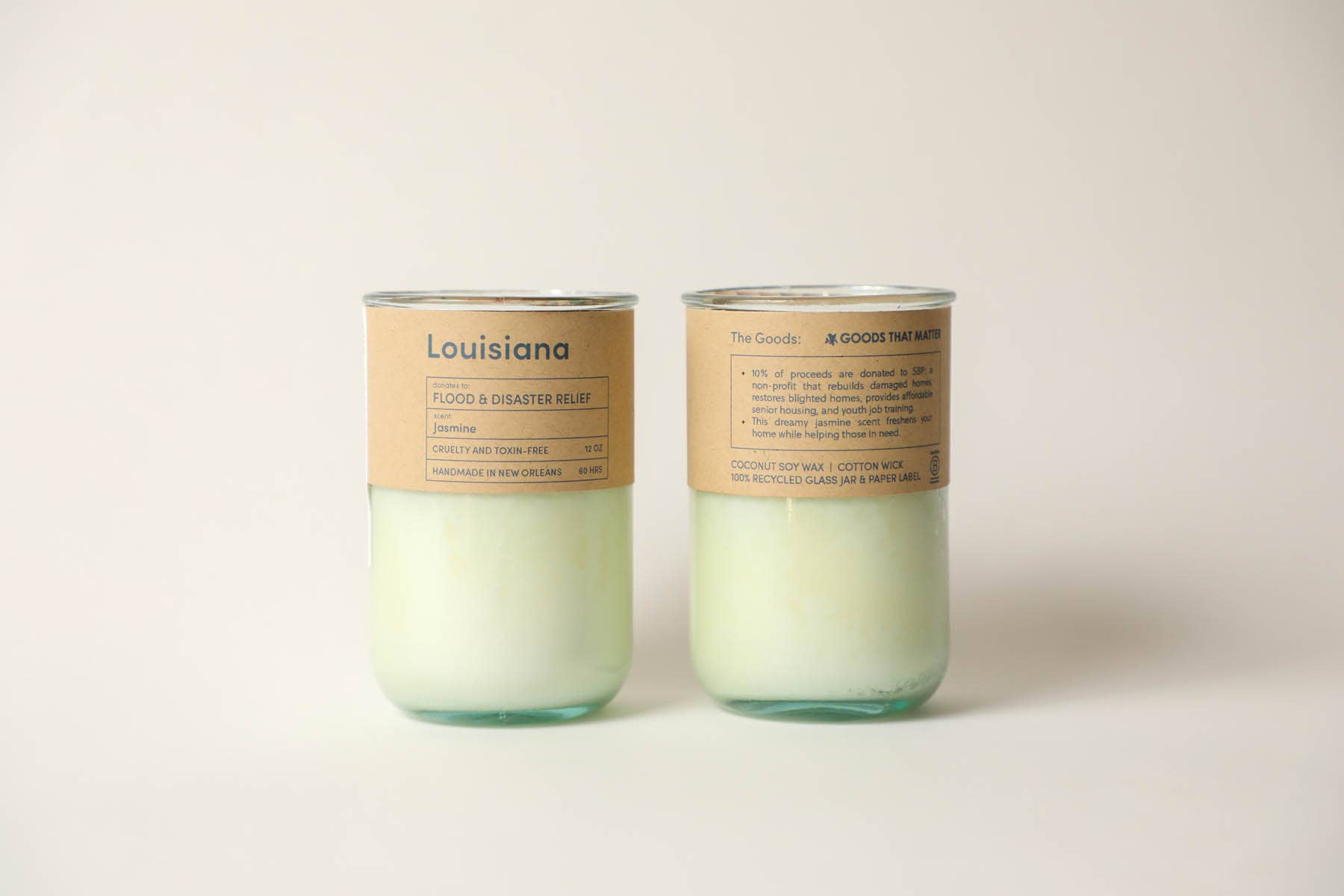 Goods That Matter – wholesale Jar/filled candle – Louisiana Disaster Relief - Jasmine Candle Eco Soy Recycled3