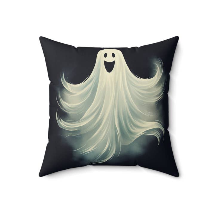 Ghost Pillow Halloween Pillows Ghost Decor Fall Color Pillow Throw Pillows Home Spooky Decorations Spun Polyester Square Pillow for wholesale by Outlaw Design Crafts and Gifts