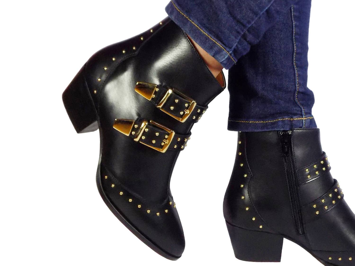 Jessy Black Leather Western Booties for wholesale on Faire3