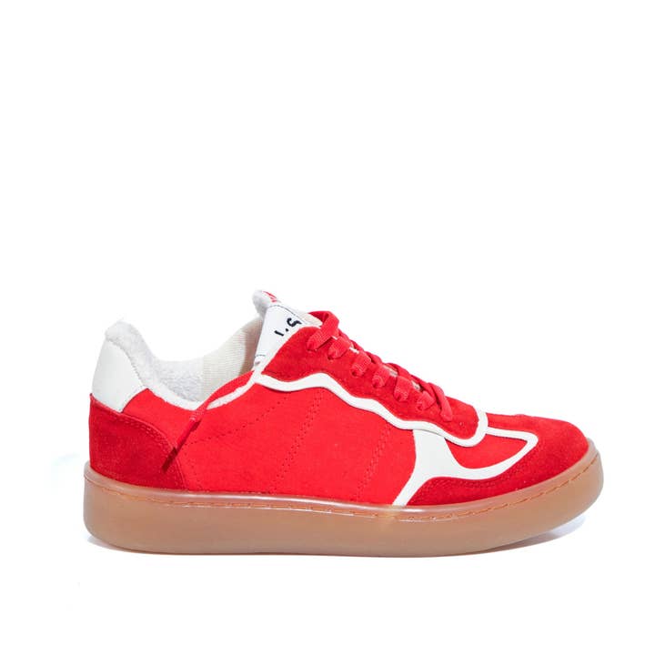 Jessie 4 Faux Suede Fashion Sneakers Color Block Design  for wholesale by Maker's Shoes