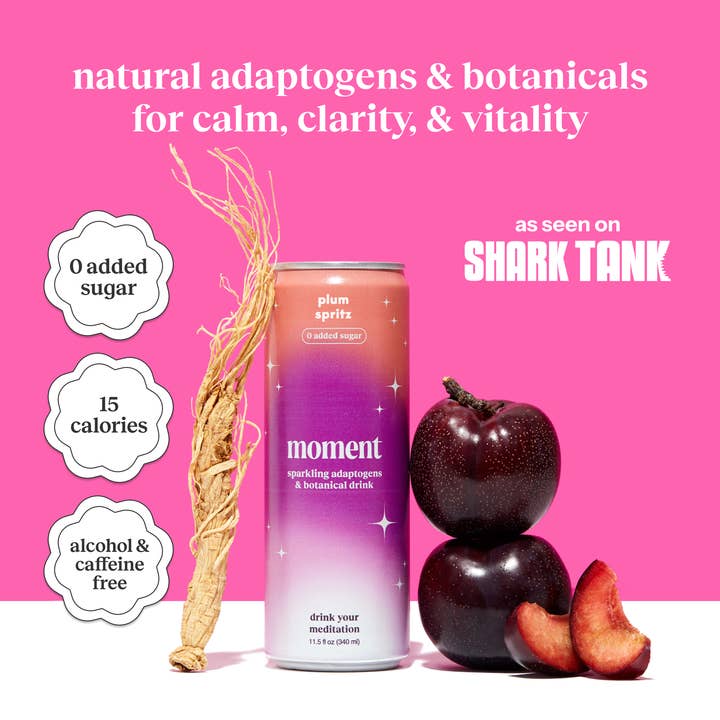 Moment - Vente Apéritifs sans alcool/mocktails - Pack de 12 eaux botaniques Sparkling Plumspritz