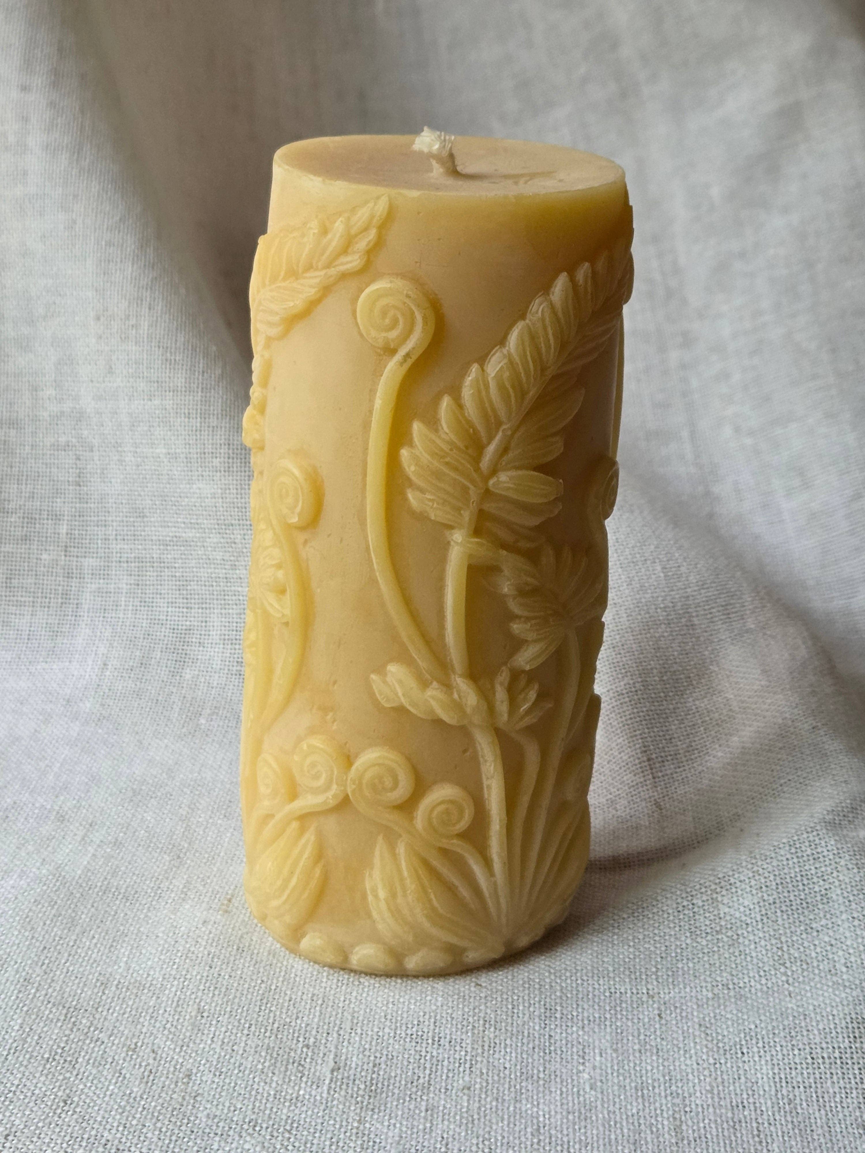 Farm and Hive - Wholesale Pillar Candle - Fern Pillar - Small | Beeswax Candle